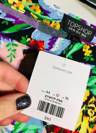 Нова рожева асиметрична спідниця у квітах із натуральної віскози від topshop 2хл brandusa6 фото