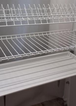 Сушилка для посуды в шкаф 60 см, двухуровневая белая7 фото