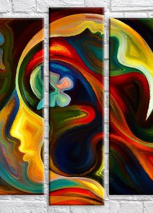 Модульная картина на холсте из 5-ти частей "абстракция голова"