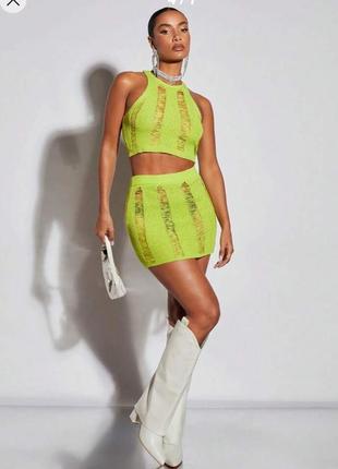 Юбка яркая салатовая мини-юбка