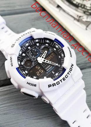 Casio g-shock ga-100 white-blue-black1 фото