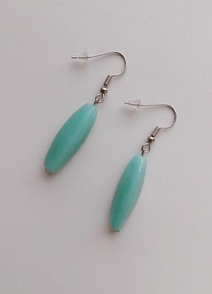 Серьги из акриловых бусин/имитация натурального камня🩵