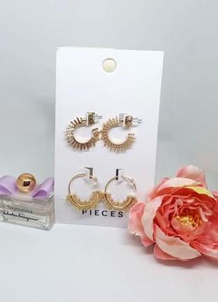 💝 набір сережок-колечок: 2 пари від pieces accessories оригінал з сайту asos5 фото