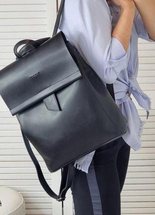 Женский шикарный и качественный рюкзак сумка для девушек из эко кожи черный1 фото