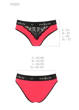 Трусики з широкою гумкою і мереживом passion ps001 panties red/black, size s5 фото