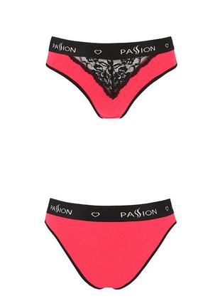 Трусики с широкой резинкой и кружевом passion ps001 panties red/black, size s4 фото