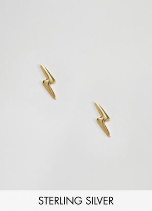 ⚡️ мініатюрні срібні сережки "блискавки" від kingsley ryan оригінал з сайту asos2 фото