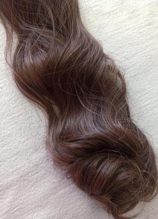 Хвост на крабике шиньон парик искусственные волосы темно-русый3 фото