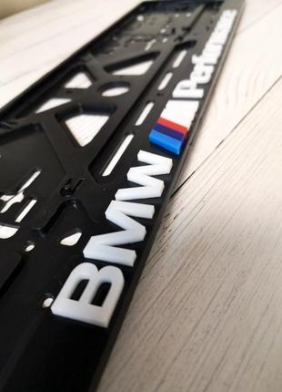 Авторамка с обьемными буквами bmw m performance белый