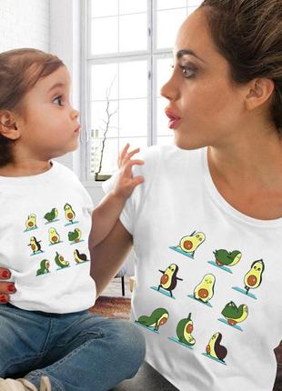 Фп005359	парные футболки family look. мама и дочь "авокадо: зарядка"  push it