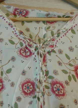 Классная батистовая летняя туника с стеклярусом и шнуровкой