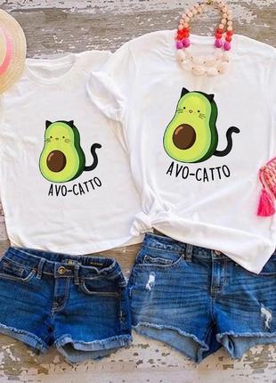 Фп005374	парные футболки family look. мама и дочь "avo-catto"  push it