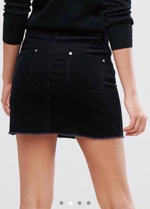 Вельветовая чёрная мини юбка miss selfridge3 фото
