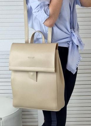 Женский шикарный и качественный рюкзак сумка для девушек из эко кожи капучино6 фото