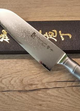 Японський ніж сантоку tamahagane 175 мм преміум серії damascus