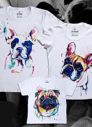 Фп005314	футболки фэмили лук family look для всей семьи "цветные собаки" push it