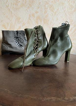 Черевики vintage stories ботильйони чоботи травʼяного кольору . сапоги кожа