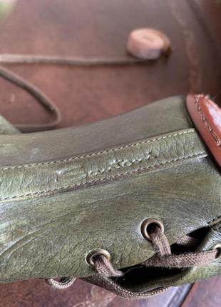 Ботинки ботильоны сапоги травяного цвета. сапоги кожура5 фото