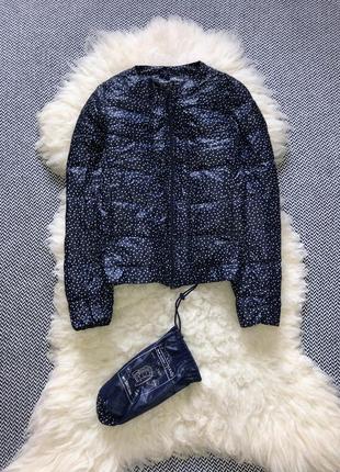 Пуховик ультралегкий пуховая куртка курточка принт горох короткая1 фото