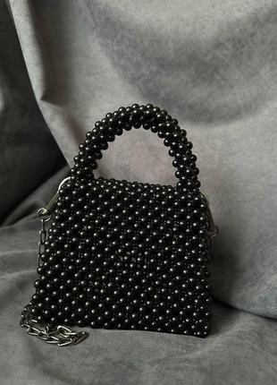 Сумка з чорних перлин