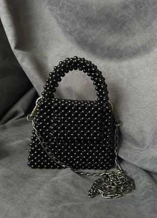 Сумка з чорних перлин