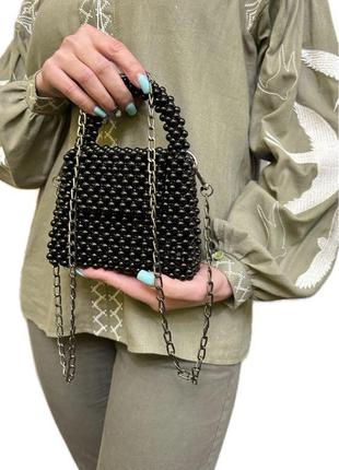 Сумка з чорних перлин