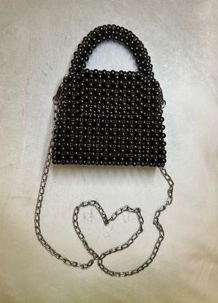 Сумка з чорних перлин