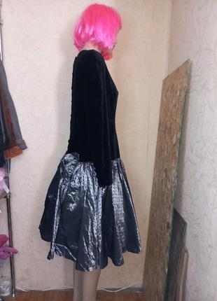 Винтажное платье миди в викторианском стиле laura ashley, черный бархат в горошек сша 104 фото