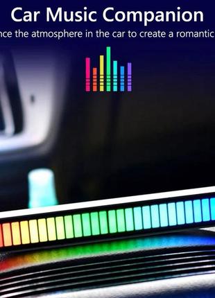 Світлодіодний rgb світильник із мікрофоном. led світильник "рівні музики", 32 світлодіоди 5v, 18 см. аудіо рівень чорний7 фото