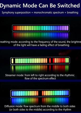 Світлодіодний rgb світильник із мікрофоном. led світильник "рівні музики", 32 світлодіоди 5v, 18 см. аудіо рівень чорний10 фото