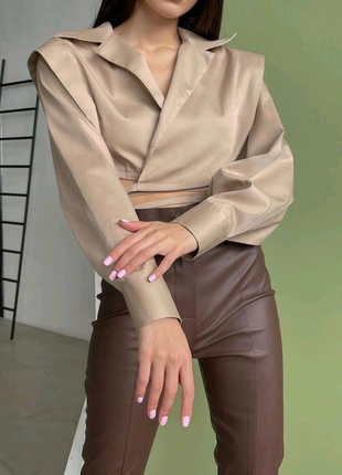 Штани з еко-шкіри на флісі