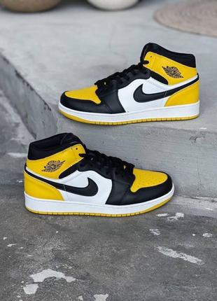 Кросівки air jordan 1 high yellow black4 фото