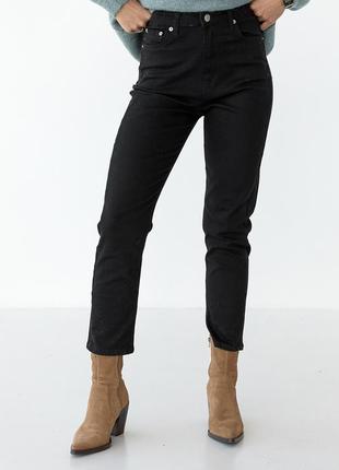Женские базовые джинсы мом, черные джинсы