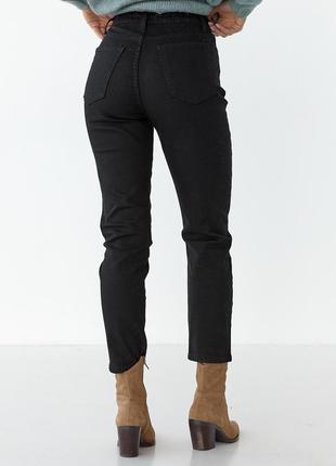 Женские базовые джинсы мом, черные джинсы2 фото