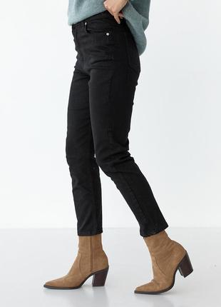 Женские базовые джинсы мом, черные джинсы5 фото