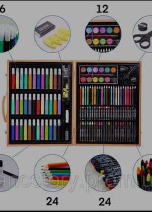 Набір для малювання в дерев'яному валізці 150 предметів