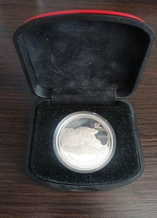 Срібна монета "рік пацюка", 1 долар. австралія. 31,1 грам