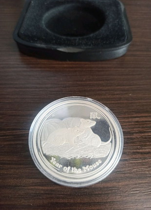 Срібна монета "рік пацюка", 1 долар. австралія. 31,1 грам4 фото