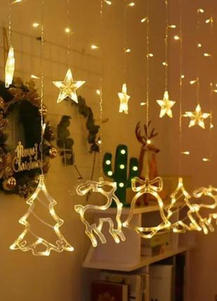 Гірлянда штора xmas з формами дзвіночки 12 pcs light білий теплий