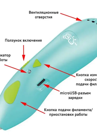 Дитяча 3d-ручка акумуляторна дельфін k9903+ пластик 8 кольорів2 фото