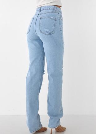 Рваные джинсы с высокой талией8 фото