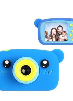 Цифровий дитячий фотоапарат gm 24 ведмедик (блакитний-рожевий)3 фото