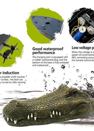 Катер крокодил, р/к плаваюча голова крокодила, іграшка з імітацією голови крокодила flytec v002 2,4g5 фото