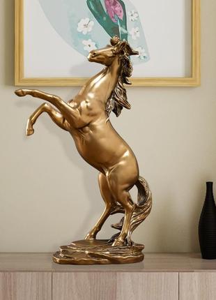 Золотая статуэтка лошади 295 мм. статуэтка лошадь золотая. лошадь на дыбах