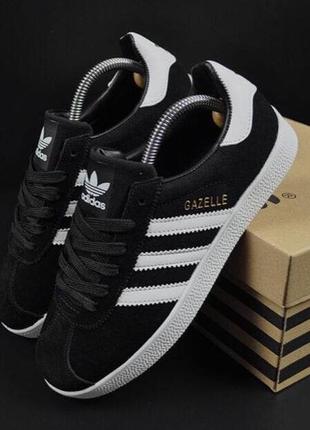 Кросівки adidas gazelle black / white3 фото