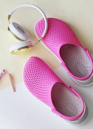 Крокс лайтрайд клог рожеві crocs literide clog electric pink/almost white6 фото