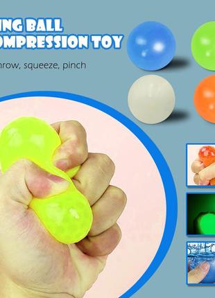 Липкі кулі globbles resteq. липкі кульки, що світяться globbles 4 шт. іграшка-антистрес 4.5 см9 фото