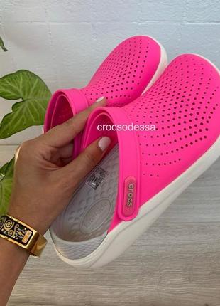 Крокс лайтрайд клог рожеві crocs literide clog electric pink/almost white2 фото
