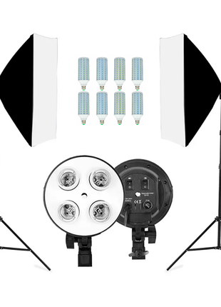 Повний комплект софтбоксів + 8 ламп 60w.