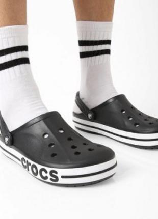 Крокс баябенд клог чорні crocs bayaband clog black white unisex2 фото